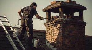 a man cleaning a chimney